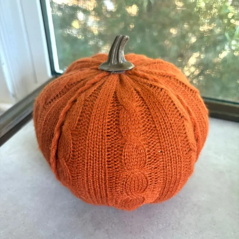 Vintage Knit Pumpkin Orange Fall Decor 6 Inch Plush Thanksgiving